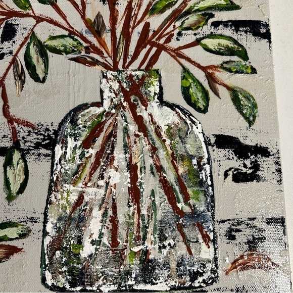 Original Artwork Acrylic’s On Canvas Small Leaf Stems 12" x 16" - Picture 6 of 16